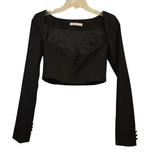 KTURNAL Dark Academia Crop Bustier Stylish Black Long Sleeve Jacket Size Small